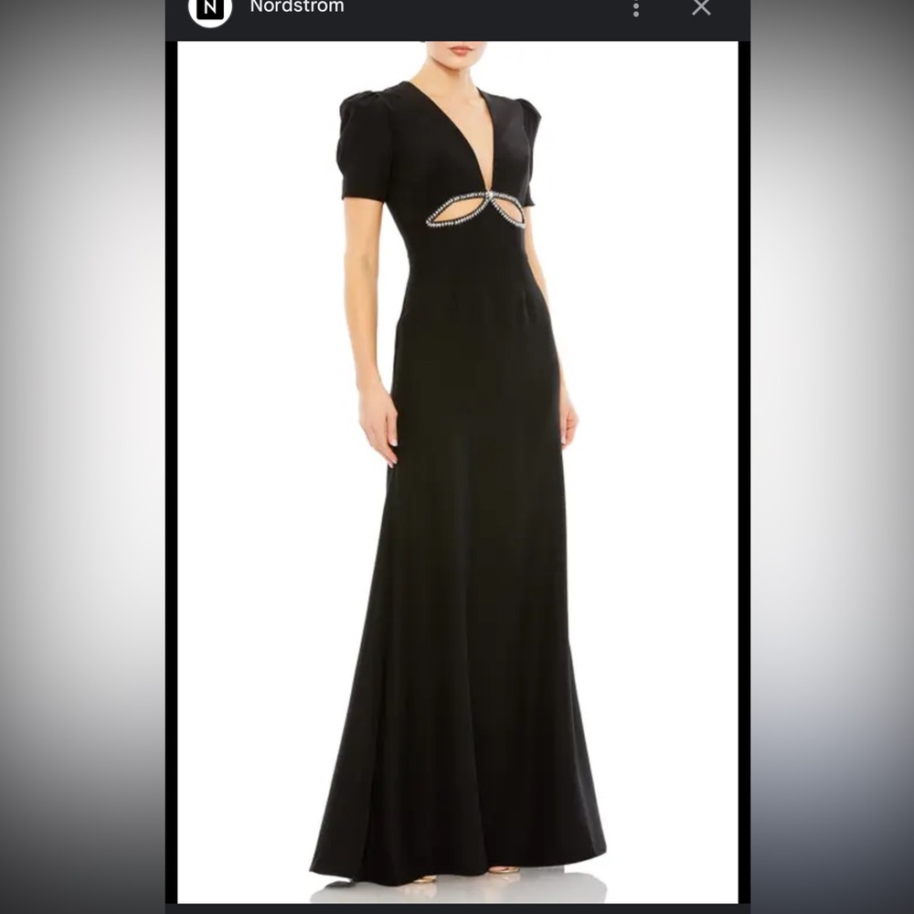 Mac Duggal Black Maxi Dress with Rhinestone Accents - Picture 6 of 9